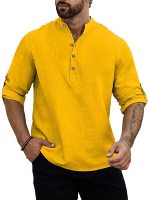 Navkanj Men Solid A-line Kurta(Yellow)