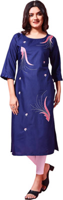 Texpa Creation Women Embellished A-line Kurta(Blue)