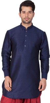 VASTRAMAY Men Solid Pathani Kurta(Blue)