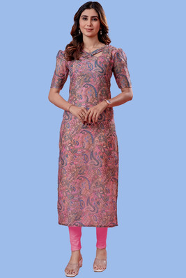 Sun Fashion And Lifestyle Women Floral Print Straight Kurta(Multicolor)
