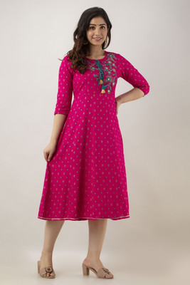 DIPANI Women Printed, Embroidered Anarkali Kurta(Pink)