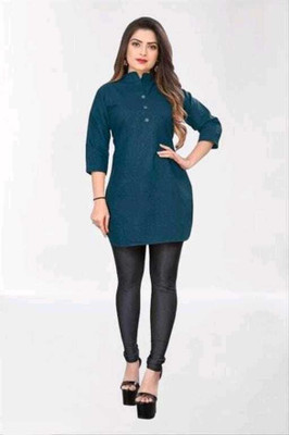 Raj creation Women Solid A-line Kurta(Dark Blue)