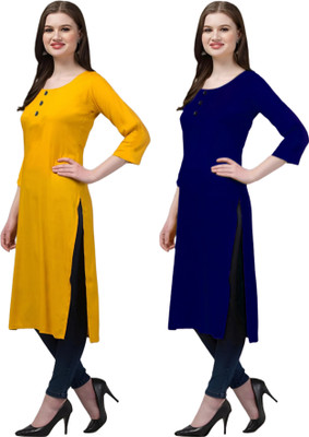 Coft Women Solid Straight Kurta(Multicolor)