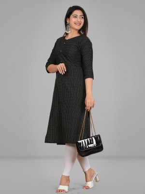 Sai veera Fashion Women Embroidered Straight Kurta(Black)