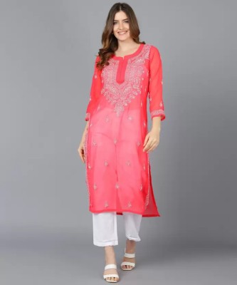 iteen Women Embroidered A-line Kurta(Black)