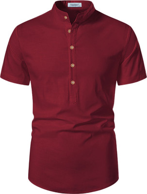EDIN ENTERPRISES Men Solid A-line Kurta(Maroon)