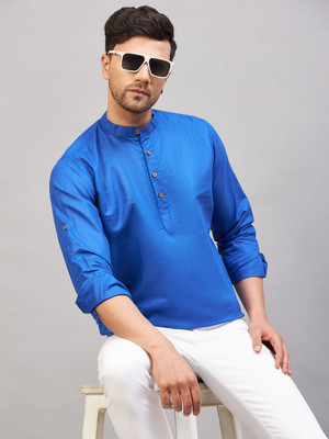 VASTRAMAY Men Solid A-line Kurta(Blue)