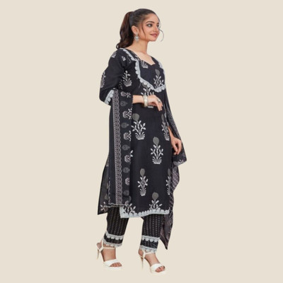 HouseOfCommon Women Self Design Straight Kurta(Black)