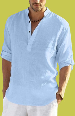 HouseOfCommon Men Solid Straight Kurta(White)