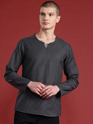 ANOUK Men Woven Design A-line Kurta(Grey)