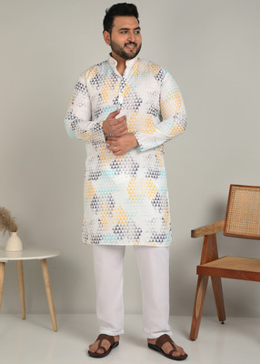 METRONAUT PLUS Men Printed A-line Kurta(Yellow)