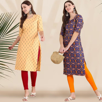 1 Stop Fashion Women Printed Straight Kurta(Multicolor)