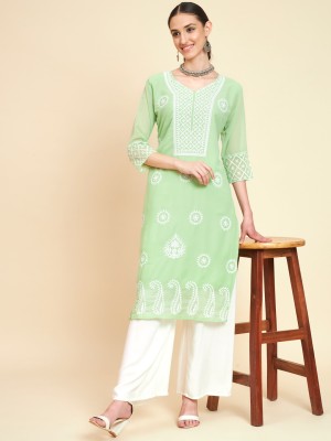 vairagee Women Embroidered Straight Kurta(Light Green)