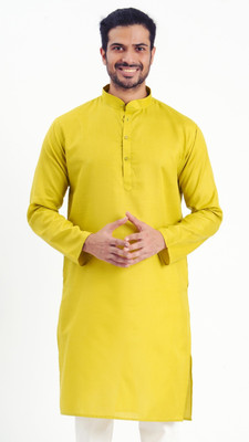 JODIDAR Men Solid Straight Kurta(Green)