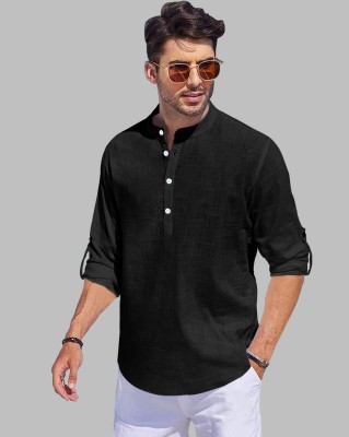 EyeBogler Men Solid Straight Kurta(Black)