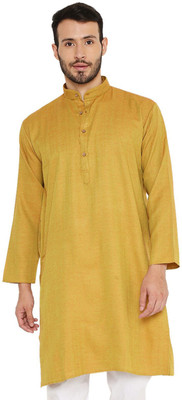 MAHARAJA Men Solid Straight Kurta(Yellow)