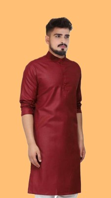 The Fashion Outlets Men Solid A-line Kurta(Maroon)