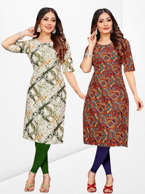Nitya Trends Women Printed Straight Kurta(Multicolor)