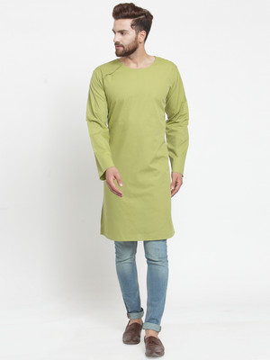 Moda Rapido Men Solid Straight Kurta(Green)