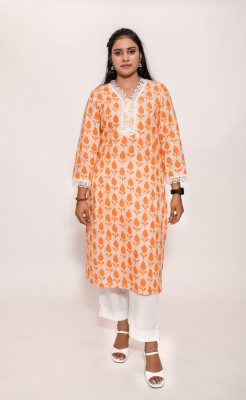 HORIZON 'd STYLATHON Women Floral Print Straight Kurta(Orange)