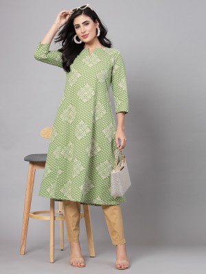 kipek Women Self Design Straight Kurta(Green)