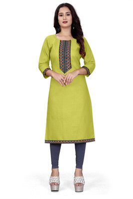 ACHES Women Embroidered A-line Kurta(Multicolor)