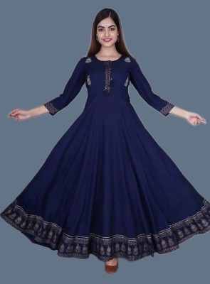 MANISUKMI FASHION Women Embroidered Anarkali Kurta(Blue)