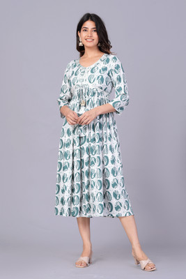 Moda Rapido Women Printed Anarkali Kurta(Green)