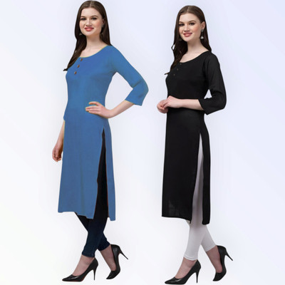 Coft Women Solid Straight Kurta(Multicolor)