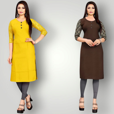 Coft Women Solid Straight Kurta(Multicolor)