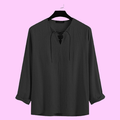 SuperTrend Men Embroidered Straight Kurta(Black)