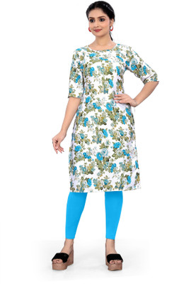 zindora Women Printed Straight Kurta(Blue)