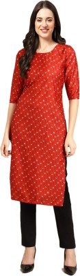 EthnicBasket Women Printed Straight Kurta(Red)