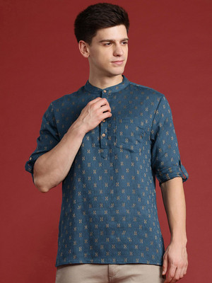 ANOUK Men Woven Design A-line Kurta(Blue)