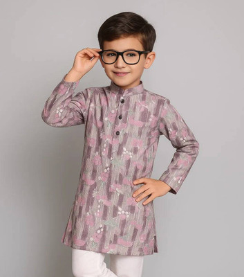 Qitty Boys Printed Straight Kurta(Multicolor)