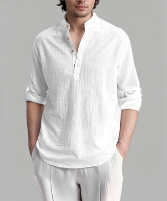 TrendiVastra Men Solid Straight Kurta(White)