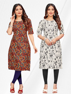 HouseOfCommon Women Printed Straight Kurta(Multicolor)