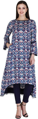 HouseOfCommon Women Printed Flared Kurta(Blue)