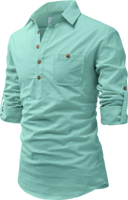 Amrit topwear Men Solid Pathani Kurta(Light Blue)
