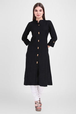 ravishree Women Solid Straight Kurta(Black)