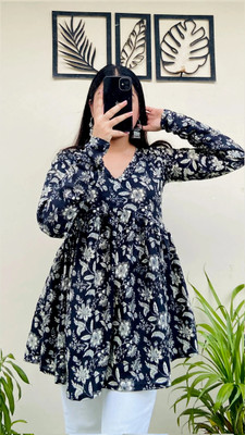 CLANGER Women Paisley Flared Kurta(Blue)