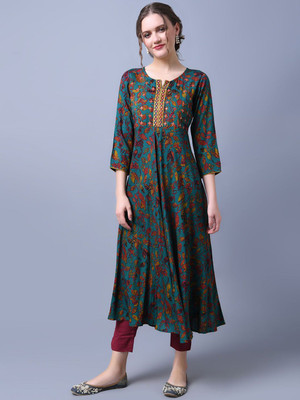 ANOUK Women Printed A-line Kurta(Multicolor)