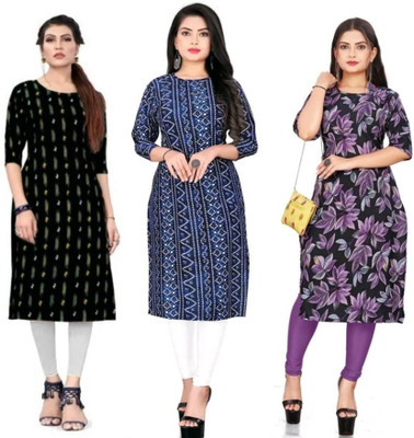 Anshfab Women Printed A-line Kurta(Multicolor)