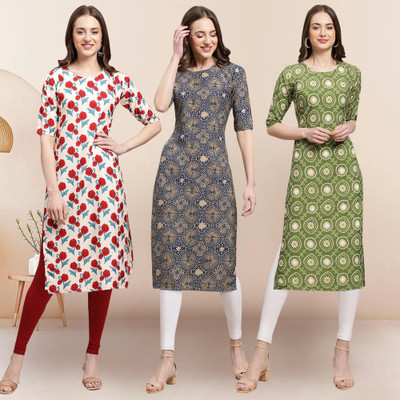 1 Stop Fashion Women Printed A-line Kurta(Multicolor)