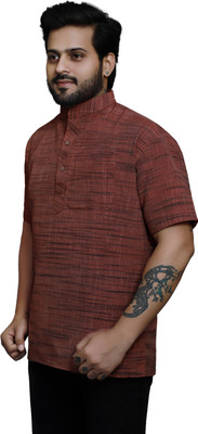 RAI's Men Self Design Straight Kurta(Red)