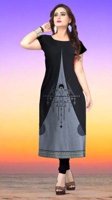 Shree Sarvottam Fashion Women Printed Straight Kurta(Black)