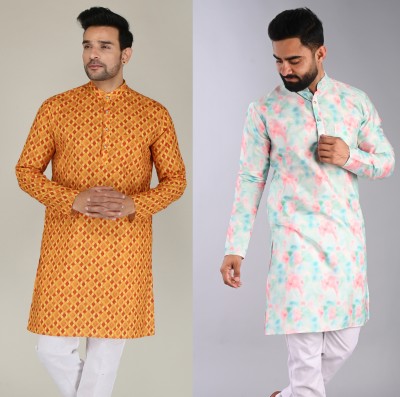 FUBAR Men Printed Straight Kurta(Multicolor)