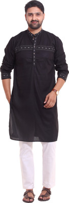 KiEZ FASHION Men Self Design A-line Kurta(Black)