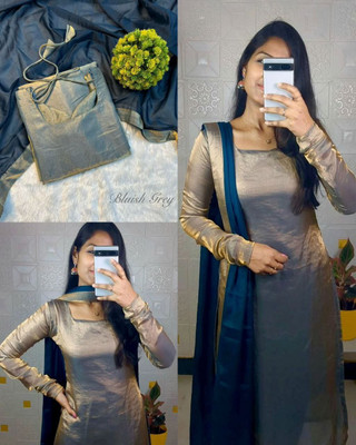Dhaaga creation Women Woven Design A-line Kurta(Gold)