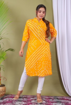 PARTH FASHIONS Women Self Design A-line Kurta(Yellow)